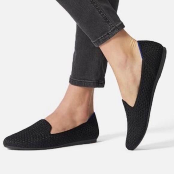Rothy’s The Honeycomb Loafer Slip On Flats In Black Size 8 Office Preppy Comfort - Picture 1 of 13